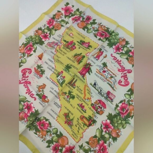 California USA Scarf  Souvenir Square USA Vintage - Picture 6 of 11
